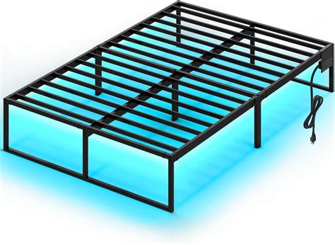 Floating Bed Frame Full Size with Smart LED Lights, Heavy Duty 